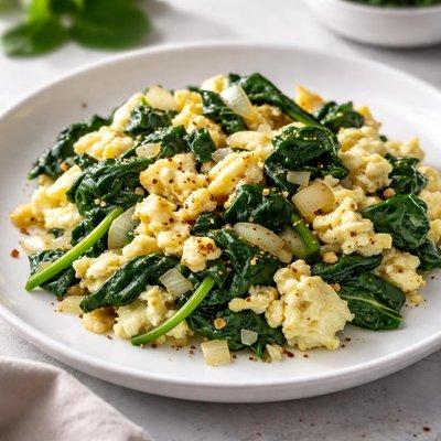 Scrambled eggs with spinach